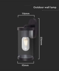 Επιτοίχιο φωτιστικό κήπου E27 IP44 με μαύρο σώμα V-TAC – 10417