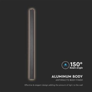 Aπλίκα Τοίχου LED 10W 3000K Ανθρακί Χρώματος IP65  V-TAC – 10429
