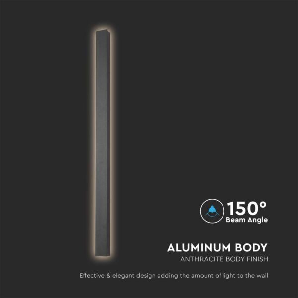 Aπλίκα Τοίχου LED 10W 3000K Ανθρακί Χρώματος IP65  V-TAC – 10429