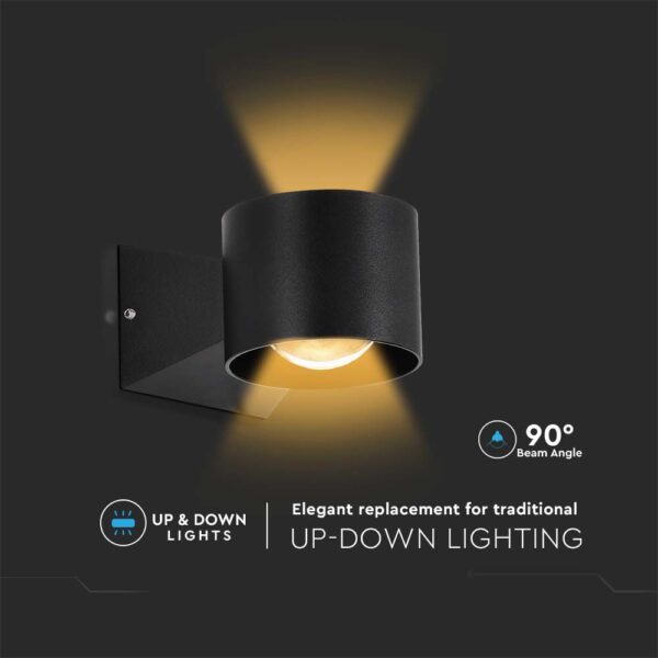 Απλίκα Up-Down LED 5W 3000K Μαύρου Χρώματος IP65 V-TAC – 10445