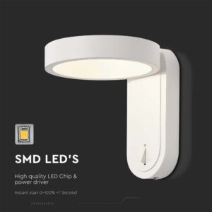 Επιτοίχιο φωτιστικό κομοδίνου LED 3W 3000K Μαύρου Χρώματος IP65 Περιστρεφόμενο V-TAC – 10447
