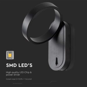 Επιτοίχιο φωτιστικό κομοδίνου LED 3W 3000K Μαύρου Χρώματος Περιστρεφόμενο V-TAC – 10448