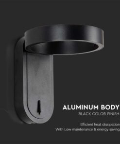 Επιτοίχιο φωτιστικό κομοδίνου LED 3W 3000K Μαύρου Χρώματος Περιστρεφόμενο V-TAC – 10448