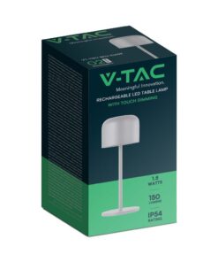 Επιτραπέζιο Φωτιστικό γραφείου LED 1.5W επαναφορτιζόμενο Λευκού Χρώματος dimmable IP54 V-TAC – 10449