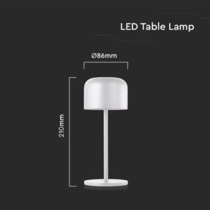 Επιτραπέζιο Φωτιστικό γραφείου LED 1.5W επαναφορτιζόμενο Λευκού Χρώματος dimmable IP54 V-TAC – 10449
