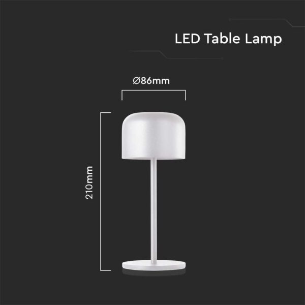 Επιτραπέζιο Φωτιστικό γραφείου LED 1.5W επαναφορτιζόμενο Λευκού Χρώματος dimmable IP54 V-TAC – 10449