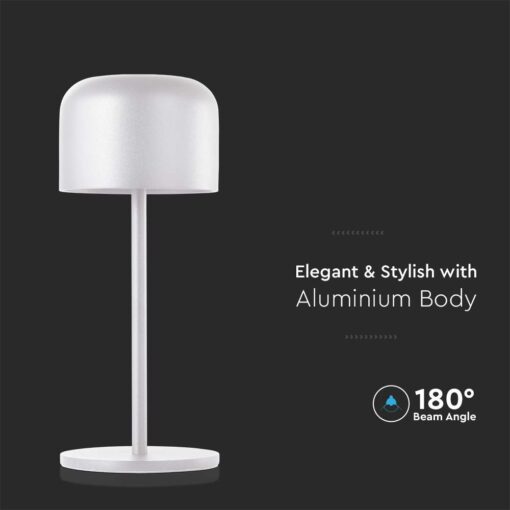 Επιτραπέζιο Φωτιστικό γραφείου LED 1.5W επαναφορτιζόμενο Λευκού Χρώματος dimmable IP54 V-TAC – 10449