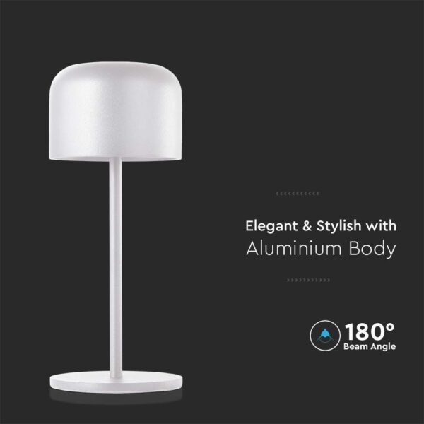 Επιτραπέζιο Φωτιστικό γραφείου LED 1.5W επαναφορτιζόμενο Λευκού Χρώματος dimmable IP54 V-TAC – 10449