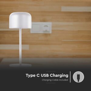Επιτραπέζιο Φωτιστικό γραφείου LED 1.5W επαναφορτιζόμενο Λευκού Χρώματος dimmable IP54 V-TAC – 10449