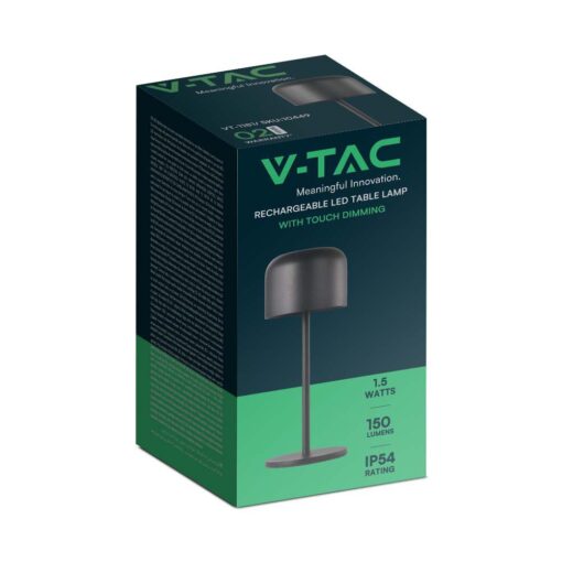Επιτραπέζιο Φωτιστικό γραφείου LED 1.5W επαναφορτιζόμενο Μαύρου Χρώματος dimmable IP54 V-TAC V-TAC – 10450