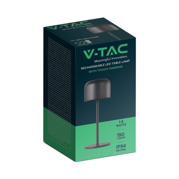 Επιτραπέζιο Φωτιστικό γραφείου LED 1.5W επαναφορτιζόμενο Μαύρου Χρώματος dimmable IP54 V-TAC V-TAC – 10450