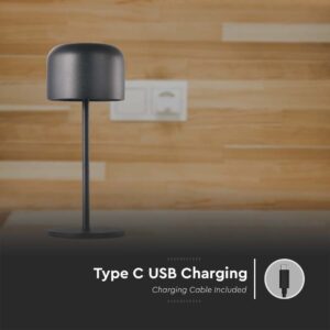 Επιτραπέζιο Φωτιστικό γραφείου LED 1.5W επαναφορτιζόμενο Μαύρου Χρώματος dimmable IP54 V-TAC V-TAC – 10450