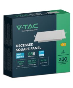 3W LED Panel V-TAC SAMSUNG Chip Χωνευτό Τετράγωνο 9x9cm 330lm 3000K V-TAC – 104771