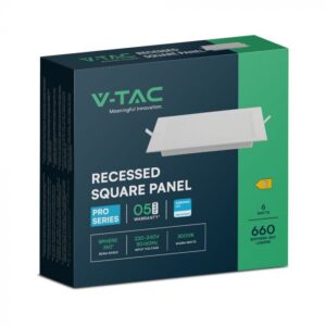 6W LED SAMSUNG Chip Panel Τετράγωνο 12x12cm Χωνευτό 660lm Θερμό 3000K VTAC – 104801