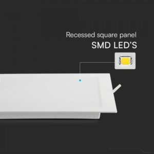 6W LED SAMSUNG Chip Panel Τετράγωνο 12x12cm Χωνευτό 660lm Θερμό 3000K VTAC – 104801