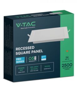 24W LED SAMSUNG Chip Panel Τετράγωνο 30x30cm Χωνευτό 2500lm Θερμό 3000K VTAC – 104891