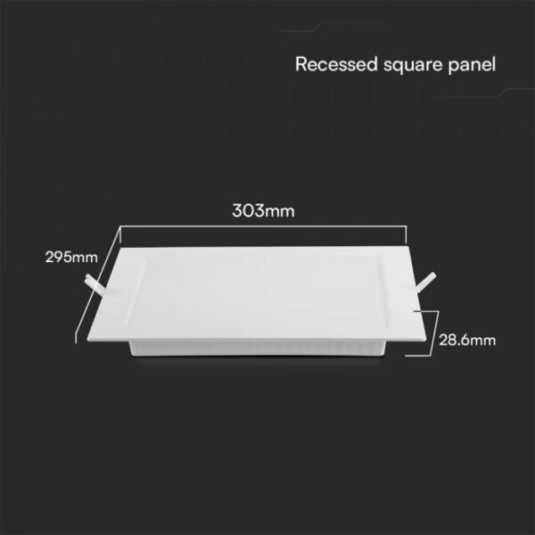 24W LED SAMSUNG Chip Panel Τετράγωνο 30x30cm Χωνευτό 2640lm Ψυχρό 6500K VTAC – 104911