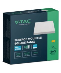 6W LED SAMSUNG Chip Panel Τετράγωνο 12x12cm Επιφανειακό 660lm Θερμό 3000K VTAC – 104921