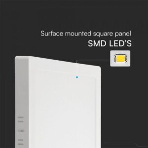 18W LED SAMSUNG Chip Panel Τετράγωνο Επιφανειακό 1850lm 3000K VTAC – 104981
