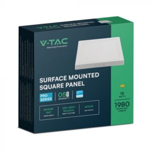 18W LED SAMSUNG Chip Panel Τετράγωνο Επιφανειακό 1980lm 6500K VTAC-105001
