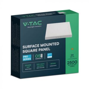 24W LED SAMSUNG Chip Panel Τετράγωνο 30x30cm Επιφανειακό 2640lm 4000K VTAC – 230231