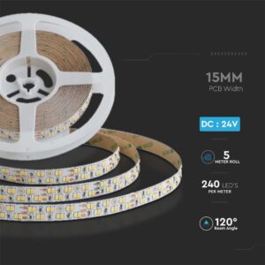 Ταινία LED 24V IP20 21W/m 5m 2340lm/m CCT 15mm V-TAC – 10554