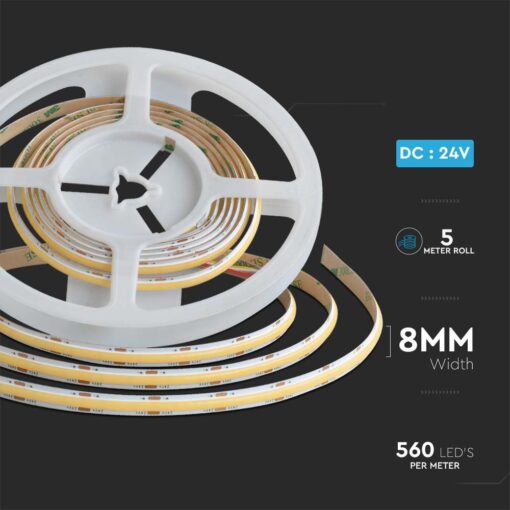 Ταινία LED COB  5M DC:24V IP20 18W/m CCT V-TAC – 10555