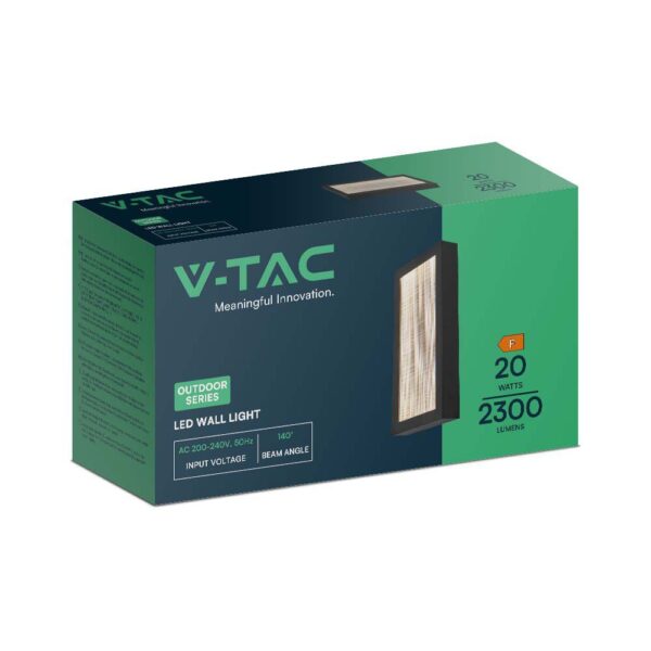 Επιτοίχιο Φωτιστικό Εξωτερικού Χώρου LED 20W 3000K IP65 Μαύρου Χρώματος V-TAC – 10558