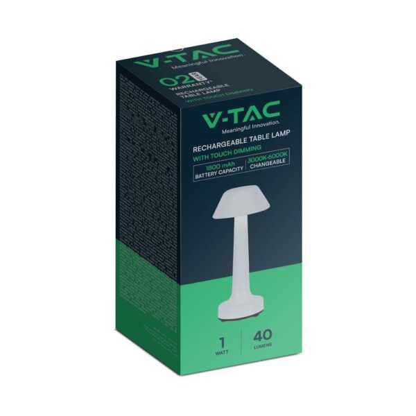 Φωτιστικό Γραφείου LED 1W Επαναφορτιζόμενο Dimmable Λευκού Χρώματος V-TAC – 10569