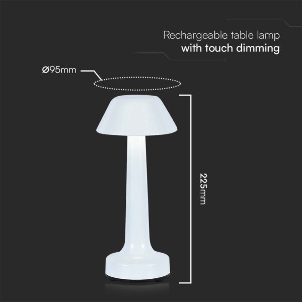 Φωτιστικό Γραφείου LED 1W Επαναφορτιζόμενο Dimmable Λευκού Χρώματος V-TAC – 10569