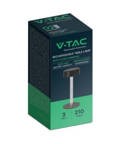 Φωτιστικό Γραφείου LED 3W Επαναφορτιζόμενο Μαύρου Χρώματος Dimmable V-TAC – 10570