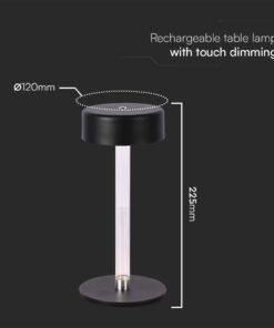 Φωτιστικό Γραφείου LED 3W Επαναφορτιζόμενο Μαύρου Χρώματος Dimmable V-TAC – 10570