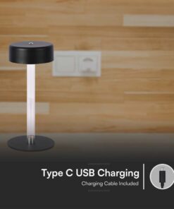 Φωτιστικό Γραφείου LED 3W Επαναφορτιζόμενο Μαύρου Χρώματος Dimmable V-TAC – 10570