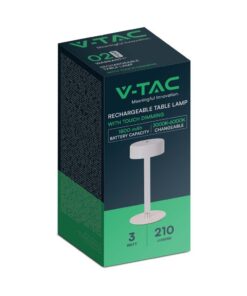 Φωτιστικό Γραφείου LED 3W Επαναφορτιζόμενο Λευκού Χρώματος Dimmable V-TAC – 10571