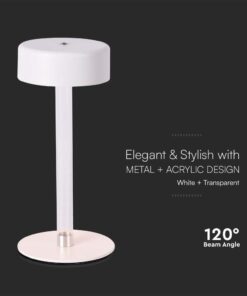 Φωτιστικό Γραφείου LED 3W Επαναφορτιζόμενο Λευκού Χρώματος Dimmable V-TAC – 10571