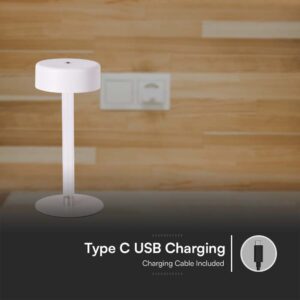 Φωτιστικό Γραφείου LED 3W Επαναφορτιζόμενο Λευκού Χρώματος Dimmable V-TAC – 10571