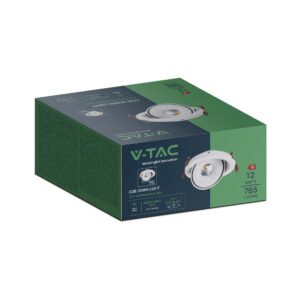 Φωτιστικό Oροφής Xωνευτό  COB 12W 3 σε 1 CCT Λευκού Χρώματος V-TAC – 10579