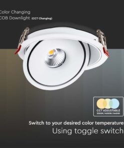 Φωτιστικό Oροφής Xωνευτό COB 12W 3 σε 1 CCT Λευκού Χρώματος V-TAC – 10579