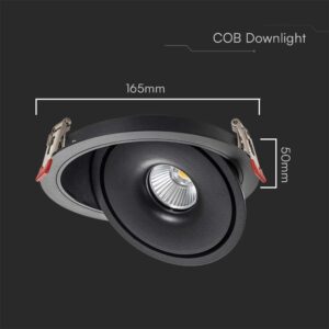 Φωτιστικό Oροφής Xωνευτό COB 20W 3 σε 1 CCT Μαύρου Χρώματος V-TAC – 10580