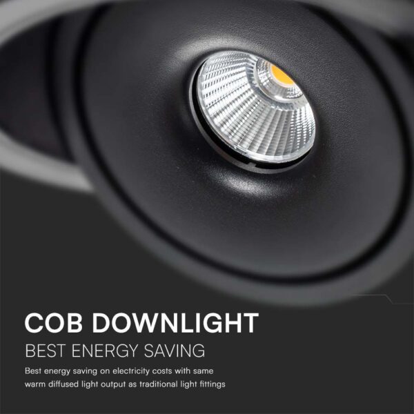 Φωτιστικό Oροφής Xωνευτό COB 20W 3 σε 1 CCT Μαύρου Χρώματος V-TAC – 10580