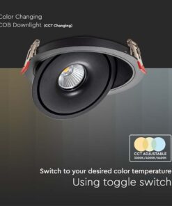 Φωτιστικό Oροφής Xωνευτό COB 20W 3 σε 1 CCT Μαύρου Χρώματος V-TAC – 10580