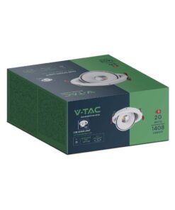 Φωτιστικό Oροφής Xωνευτό COB 20W 3 σε 1 CCT Λευκού Χρώματος V-TAC – 10581