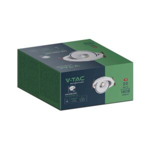 Φωτιστικό Oροφής Xωνευτό  COB 20W 3 σε 1 CCT Λευκού Χρώματος V-TAC – 10581