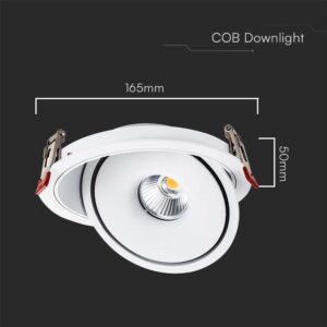 Φωτιστικό Oροφής Xωνευτό  COB 20W 3 σε 1 CCT Λευκού Χρώματος V-TAC – 10581