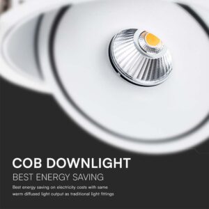 Φωτιστικό Oροφής Xωνευτό  COB 20W 3 σε 1 CCT Λευκού Χρώματος V-TAC – 10581