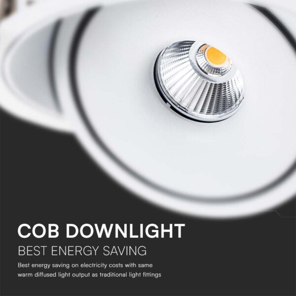 Φωτιστικό Oροφής Xωνευτό  COB 20W 3 σε 1 CCT Λευκού Χρώματος V-TAC – 10581