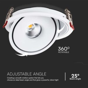Φωτιστικό Oροφής Xωνευτό  COB 20W 3 σε 1 CCT Λευκού Χρώματος V-TAC – 10581