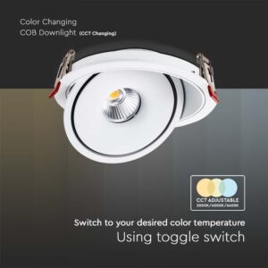 Φωτιστικό Oροφής Xωνευτό  COB 20W 3 σε 1 CCT Λευκού Χρώματος V-TAC – 10581