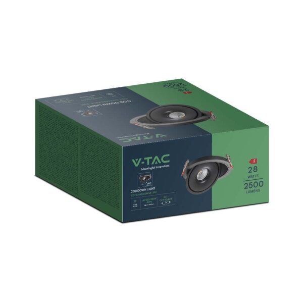 Φωτιστικό Oροφής Xωνευτό COB 30W 3 σε 1 CCT Μαύρου Χρώματος V-TAC – 10582