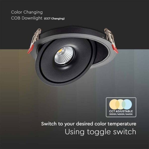Φωτιστικό Oροφής Xωνευτό COB 30W 3 σε 1 CCT Μαύρου Χρώματος V-TAC – 10582